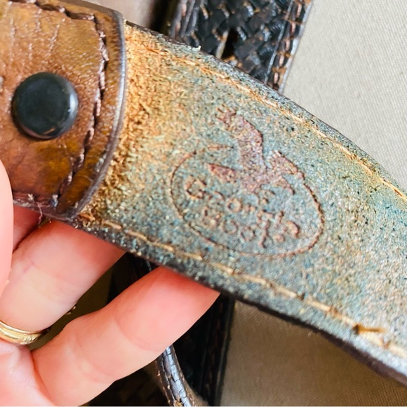 GEORGIA BOOT Brown Leather Hand Tooled Belt 42 - Picture 4 of 8